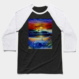 Surfer and dolphin Baseball T-Shirt